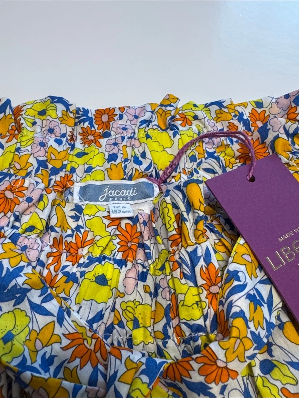 Jacadi Floral Tie-Waist Shorts - Yellow, Orange, Blue